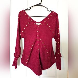 Altar'd State burgandy studded sweater